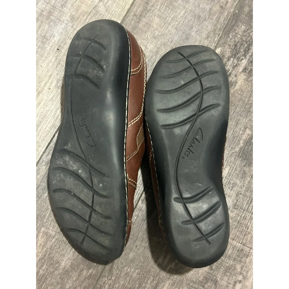 Clarks Bendables Brown Leather Slip On Loafers Shoes Womens 8M 62922 - Picture 5 of 7